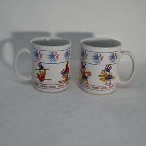 Pair 1984 LA Olympics Sam Eagle Vons Papel Coffee Mugs Vintage USA